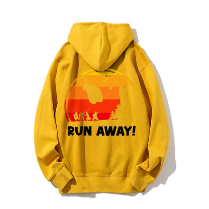 Run Away Printed Back Unisex Cotton Hoodie