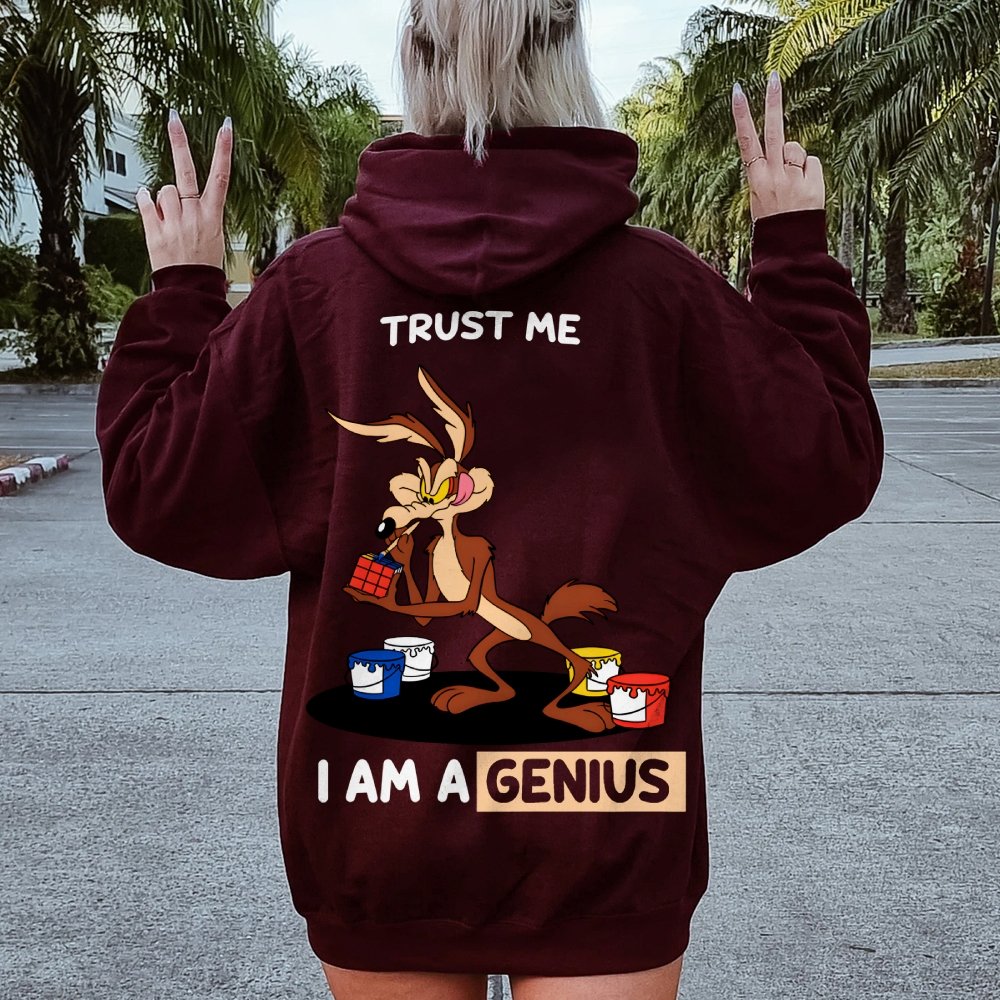 Trust Me I'm a Genius Printed Back Cotton Hoodie