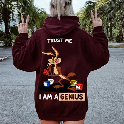 Trust Me I'm a Genius Printed Back Cotton Hoodie