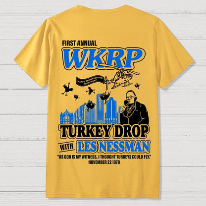 First Annual Fictional Radio Thanksgiving Day Turkey Drop Front And Back Printing Geek T-Shirt