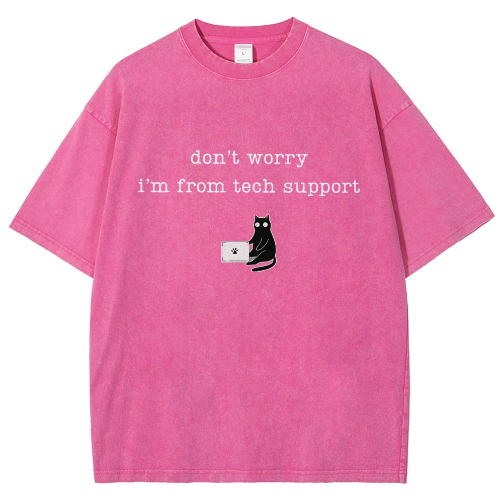 Don't Worry I'm From Tech Support Cat Vintage Distressed T-shirt