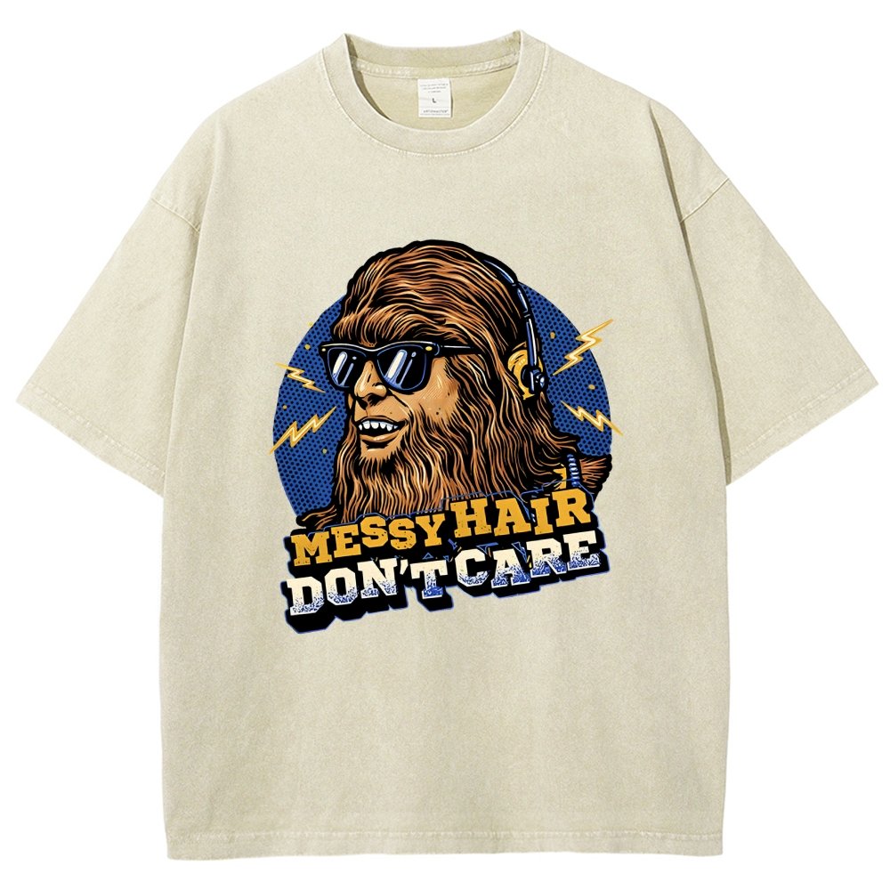 Messy Hair Don't Care Vintage Distressed T-shirt