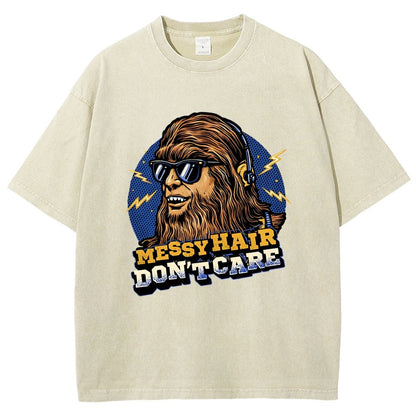 Messy Hair Don't Care Vintage Distressed T-shirt