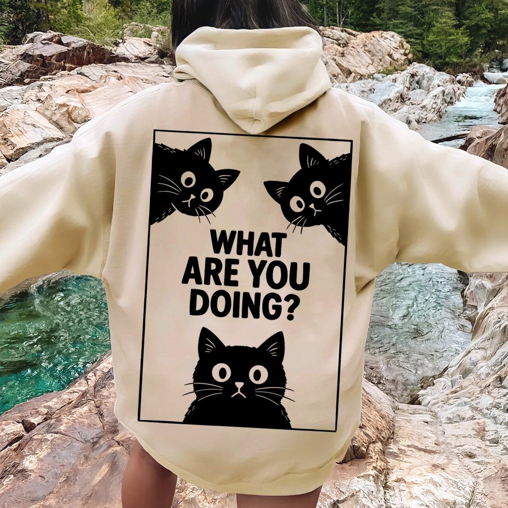 What Are You Doing Printed Back Unisex Cotton Hoodie