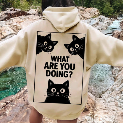 What Are You Doing Printed Back Unisex Cotton Hoodie