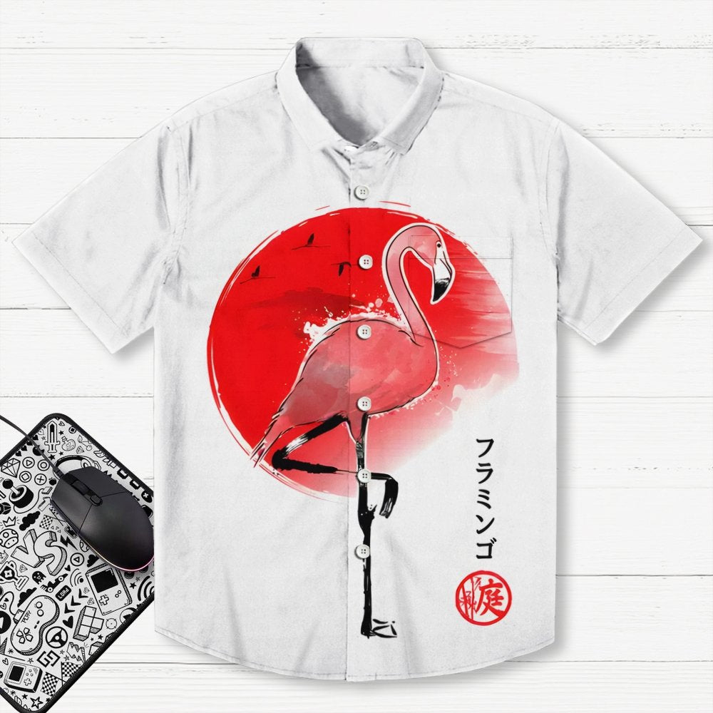 Flamingo Sumi E Geek Hawaiian Shirt