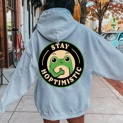 Stay Hoptimistic Printed Back Unisex Cotton Hoodie