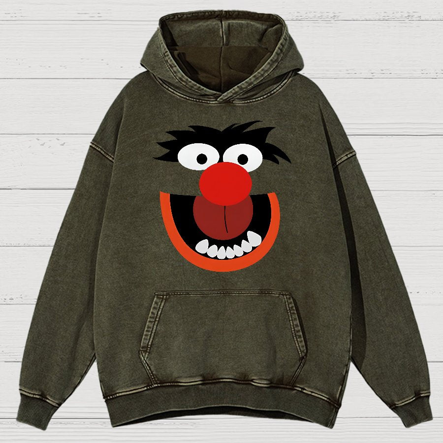 Retro Pop Culture Puppet Face Vintage Distressed Hoodie