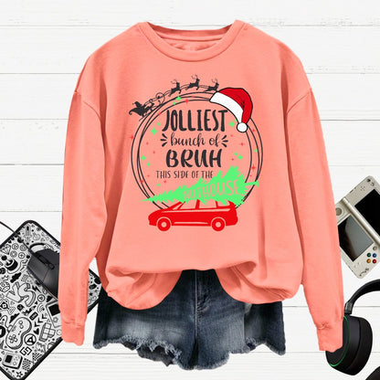 Jolliest Bunch Of Bruh Christmas Cotton Pullover Sweatshirt