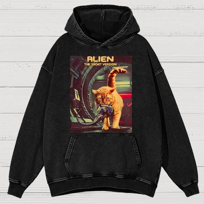 Mystery Cat Heavy Vintage Distressed Hoodie