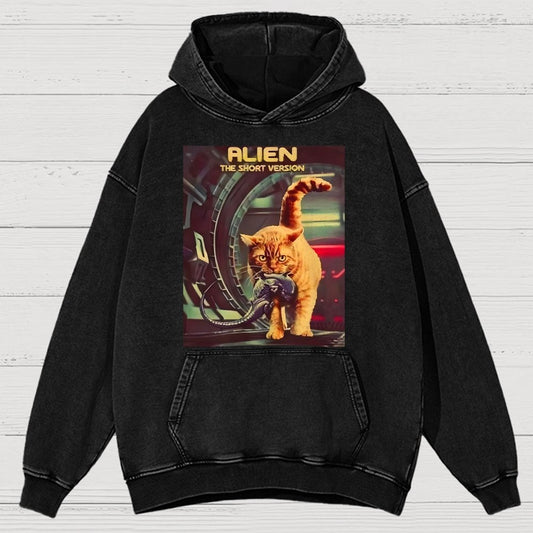 Mystery Cat Heavy Vintage Distressed Hoodie