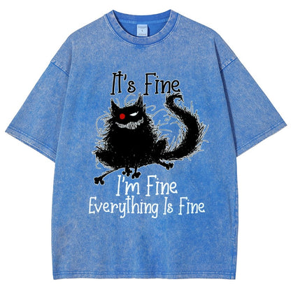 It's fine funny cat Vintage Distressed T-shirt