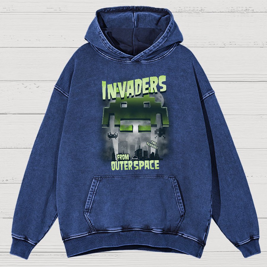 Invaders From Outer Space Vintage Distressed Hoodie