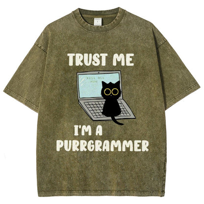 I'm A Purrgrammer Funny Cat Nerdy Vintage Distressed T-shirt