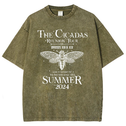 The Cicada Reunion U.S Tour 2024 Cicada Vintage Distressed T-shirt