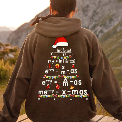 Christmas Math Printed Back Unisex Cotton Hoodie