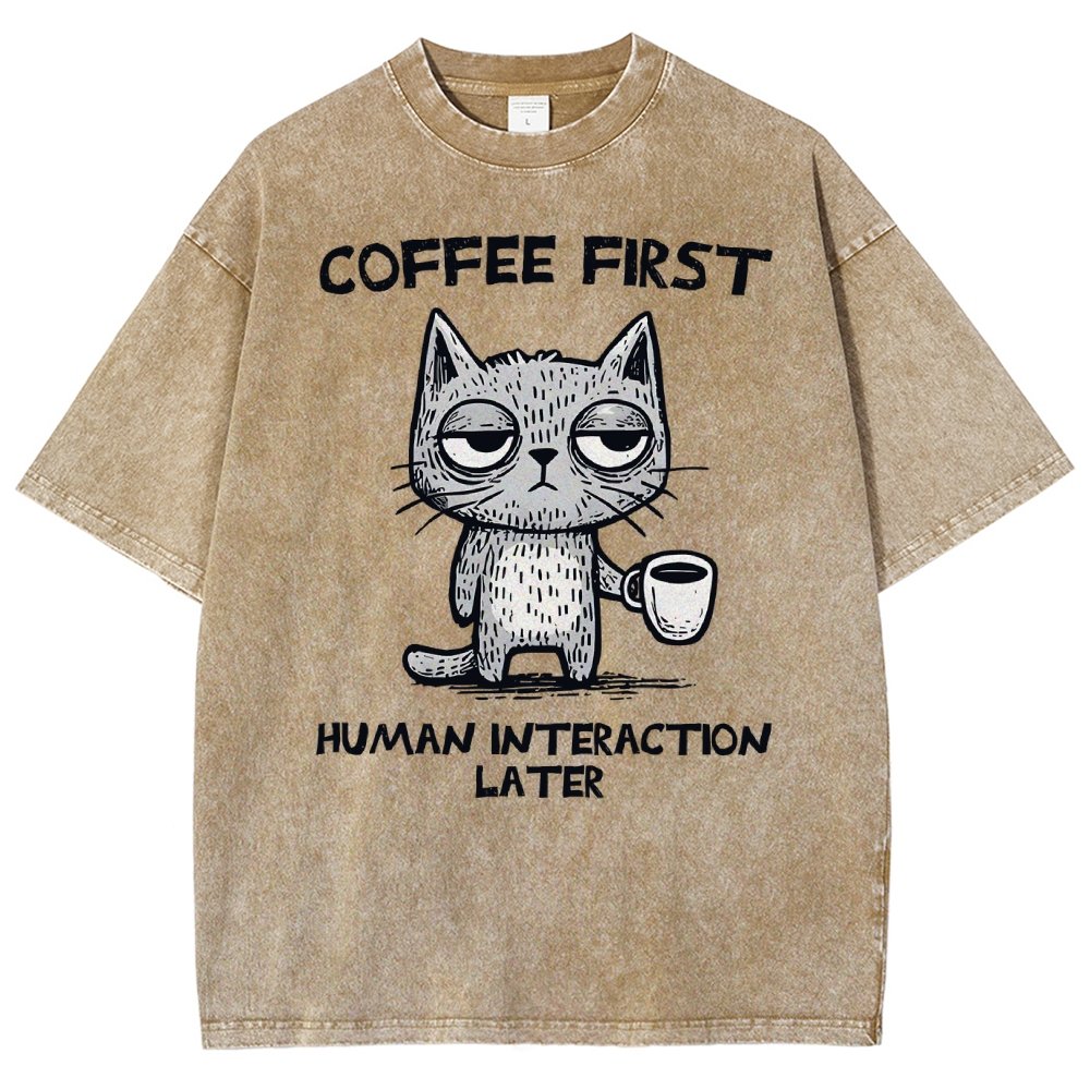 Coffee Firtst Vintage Distressed T-shirt