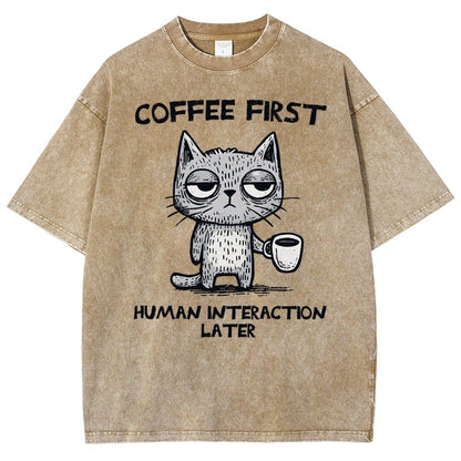Coffee Firtst Vintage Distressed T-shirt