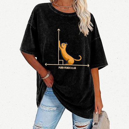 Purr-Pendicular Cute Maths Cat Premium Vintage Distressed T-shirt