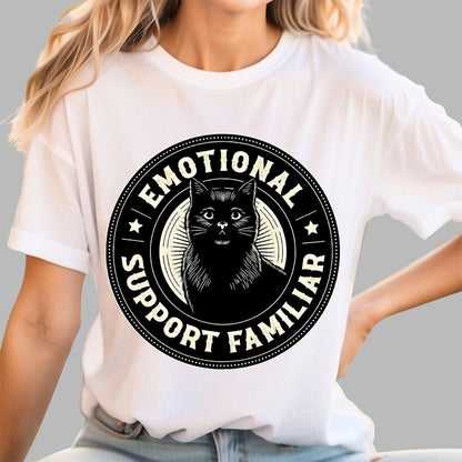 Emotional Support Familiar Black Cat Geek T-Shirt