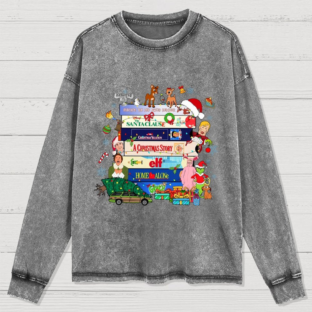 90s Style Christmas Washed Long Sleeve Tee