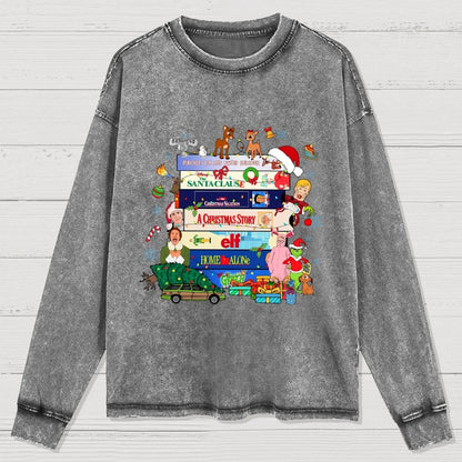 90s Style Christmas Washed Long Sleeve Tee