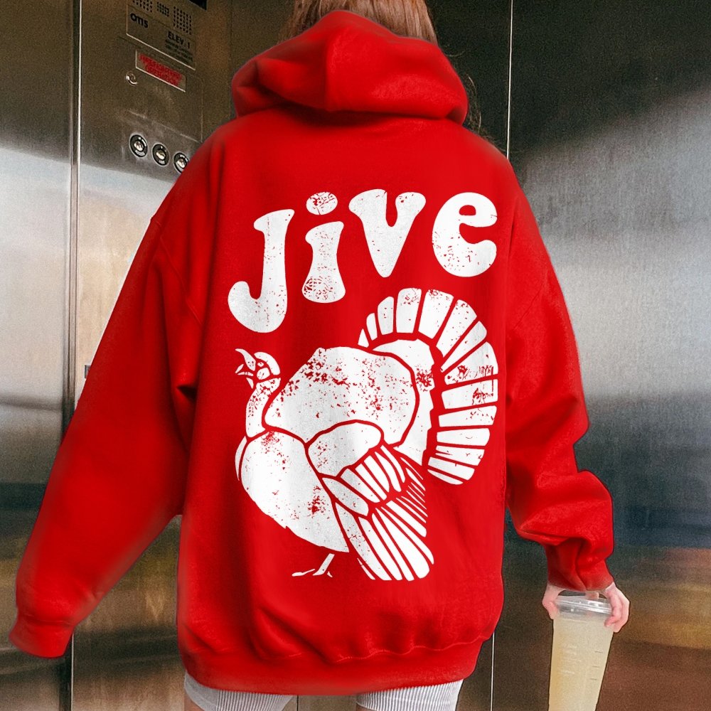Jive Turkey Printed Back Unisex Cotton Hoodie
