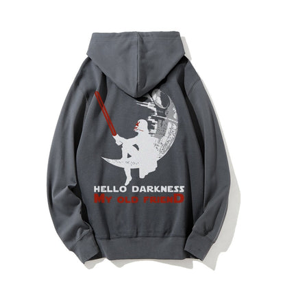 Hello Darkness My Old Friend Printed Back Unisex Cotton Hoodie