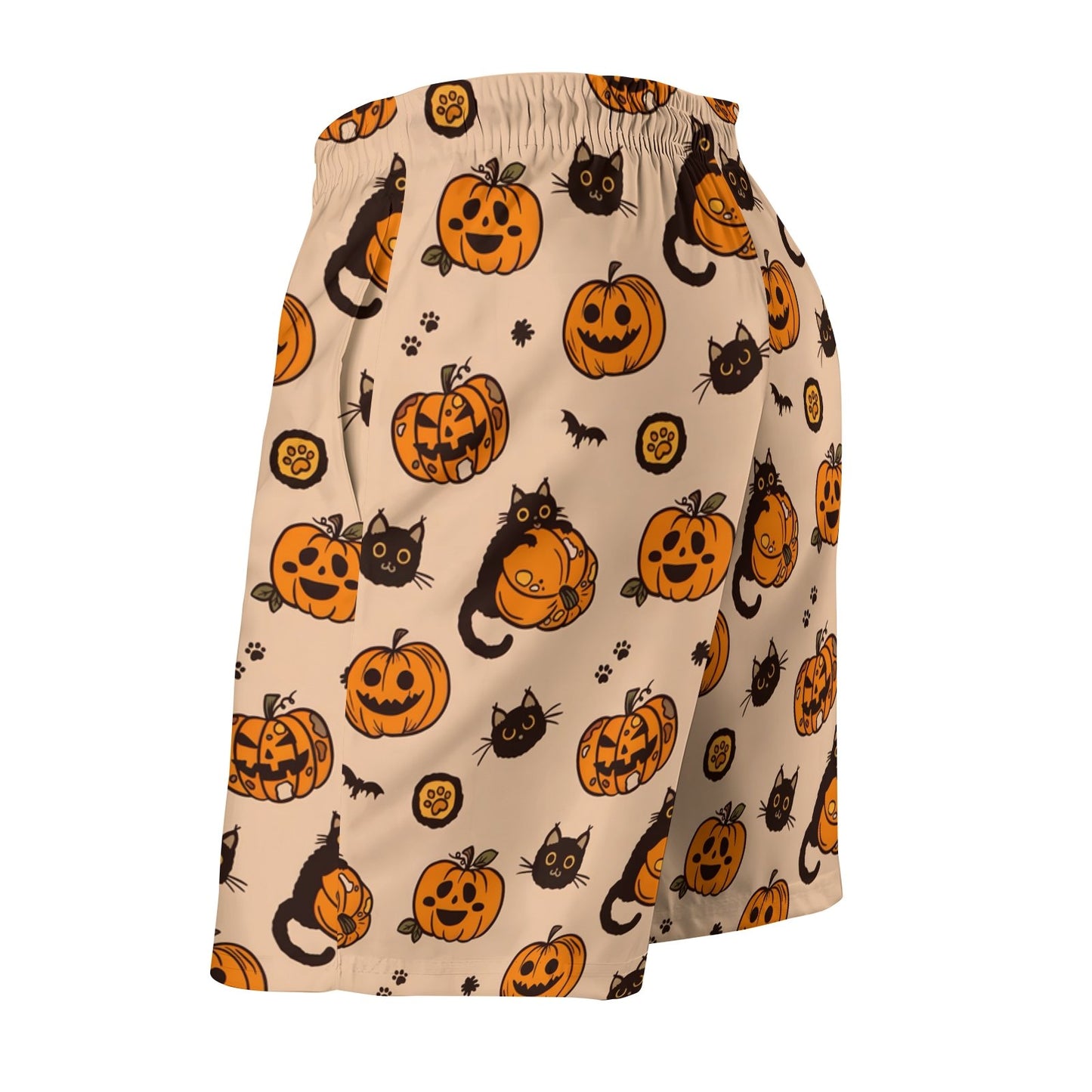 Pumpkin Black Cat Halloween Geek Shorts