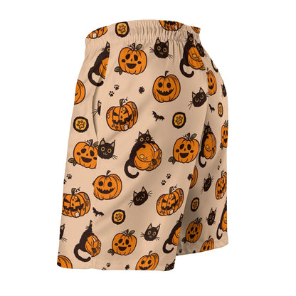 Pumpkin Black Cat Halloween Geek Shorts