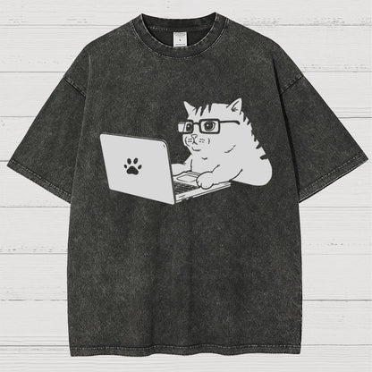 Cats & Computers Vintage Distressed T-shirt