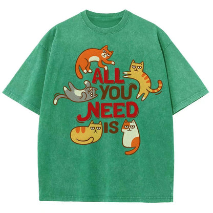 All You Need Is Cat Vintage Distressed T-shirt