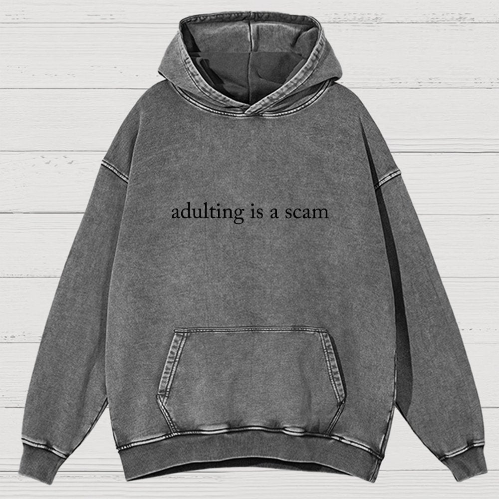 Adulting Is A Scam Vintage Distressed Hoodie