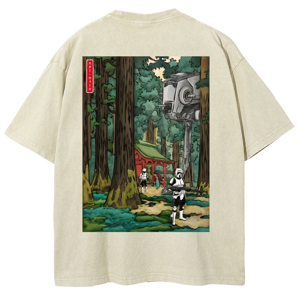 Cosmic Realm In Japanese Forest Washed T-Shirt
