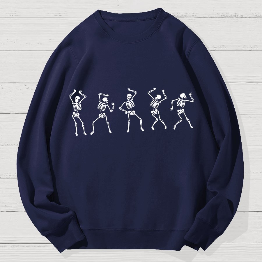 Dancing Skeleton Happy Halloween Geek Cotton Sweatshirt