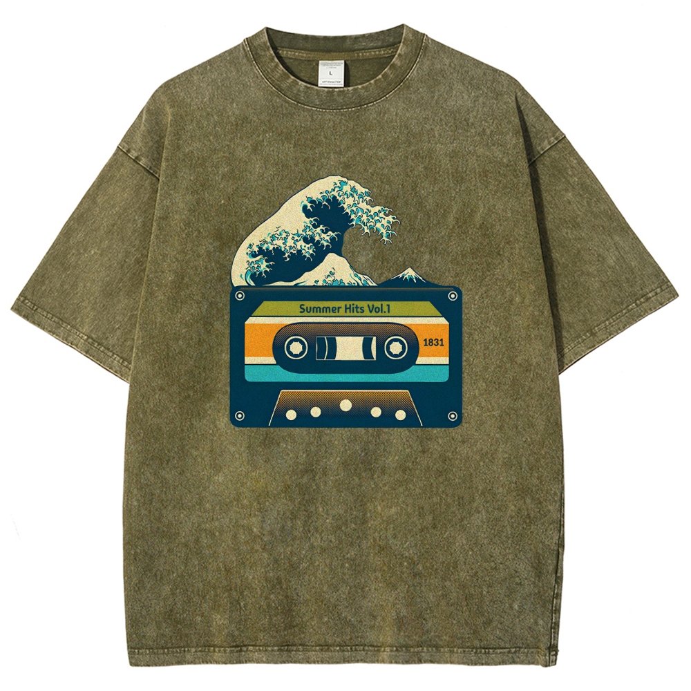 Summer Hits Of Kanagawa Cassette Vintage Distressed T-shirt