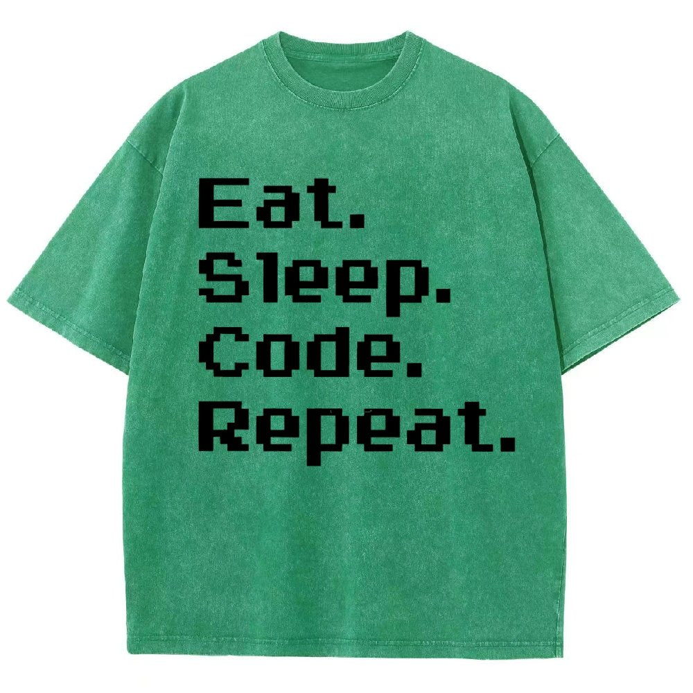 Eat Sleep Code Repeat Vintage Distressed T-shirt