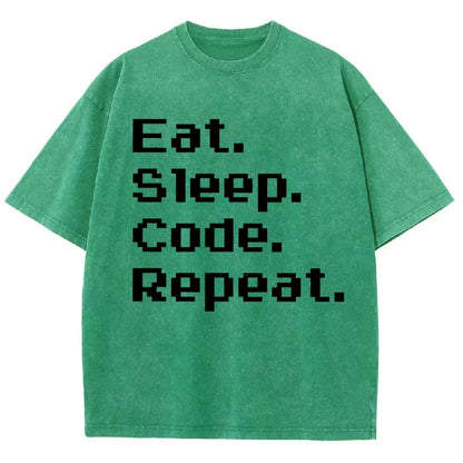 Eat Sleep Code Repeat Vintage Distressed T-shirt