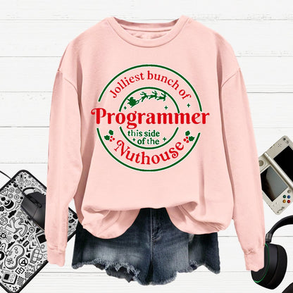 Jolliest Bunch Of Programmer Christmas Cotton Pullover Sweatshirt