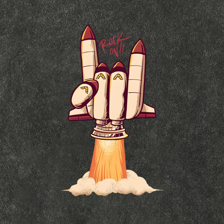 Rock On Rocket  Vintage Distressed T-shirt