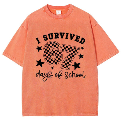 I Survived 67 Days of School Vintage Distressed T-shirt