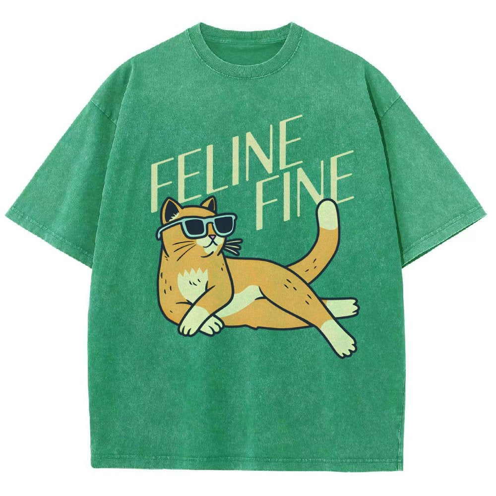 Feline Fine Vintage Distressed T-shirt
