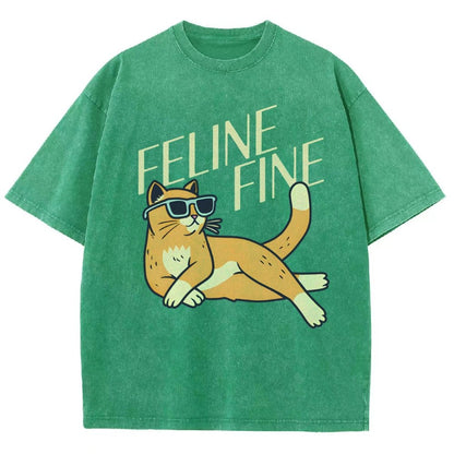 Feline Fine Vintage Distressed T-shirt