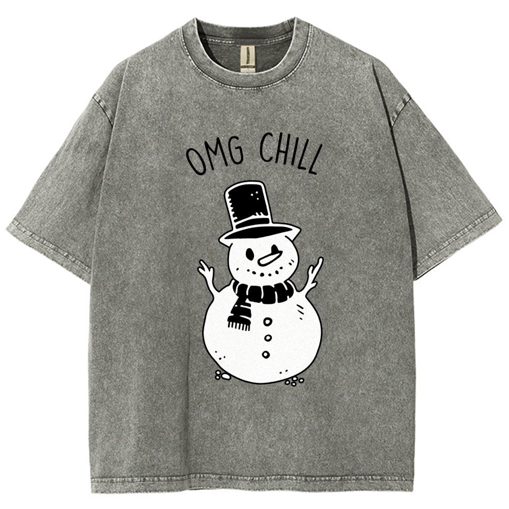 OMG Chill Christmas Vintage Distressed T-shirt