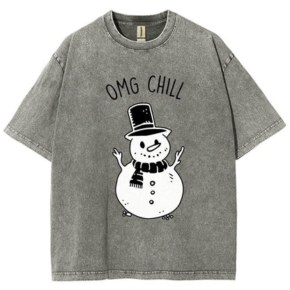OMG Chill Christmas Vintage Distressed T-shirt