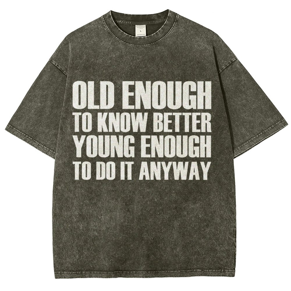 Old Enough To Know Better Young Enough To Do It Anyway Vintage Distressed T-shirt