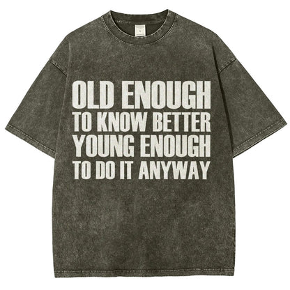 Old Enough To Know Better Young Enough To Do It Anyway Vintage Distressed T-shirt
