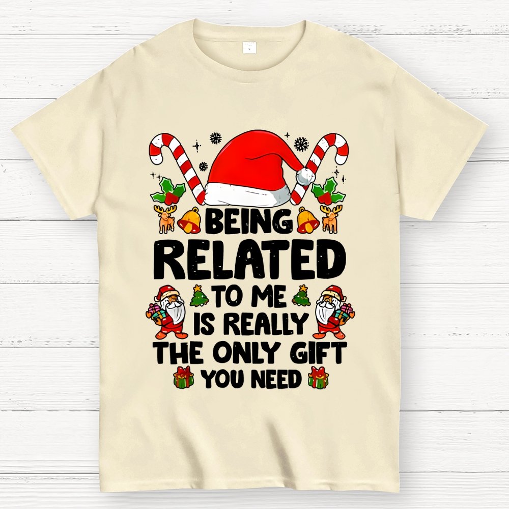 Christmas Funny 'Being Related to Me Is Really the Only Gift You Need' Geek T-Shirt