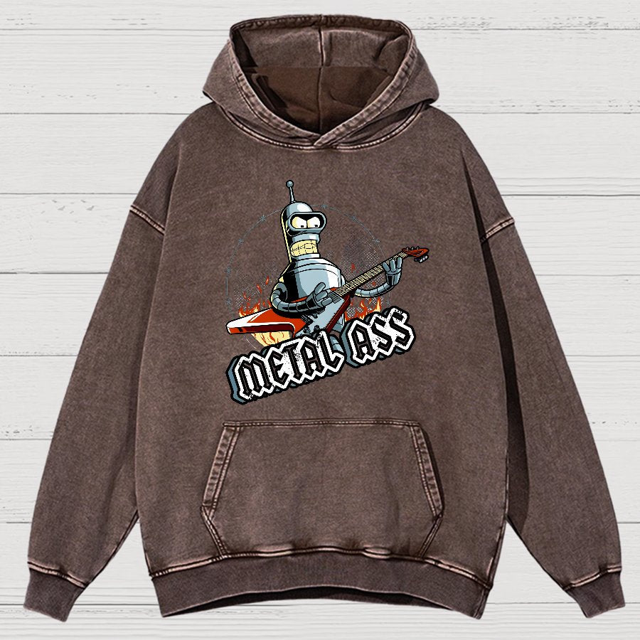 Robot Metal Rock Vintage Distressed Hoodie