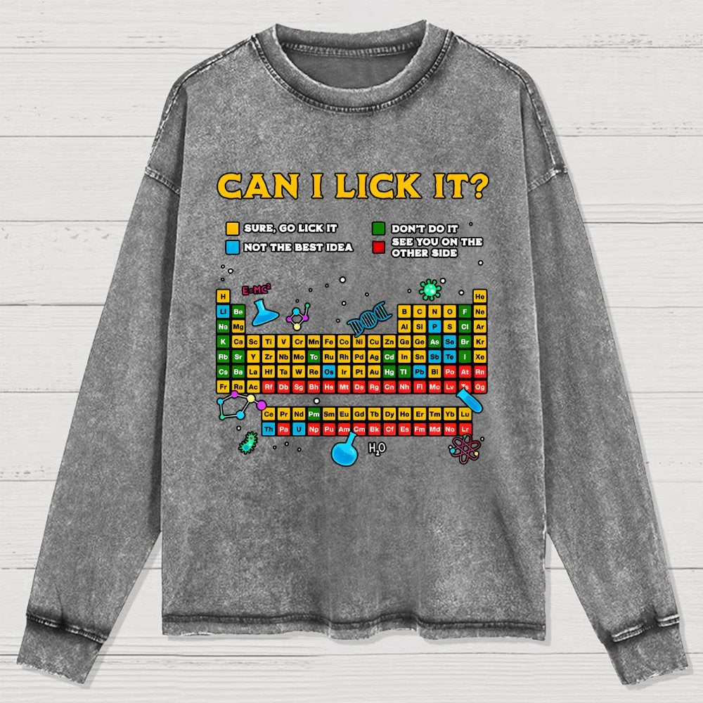 Can I Lick It Periodic Table Washed Long Sleeve Tee